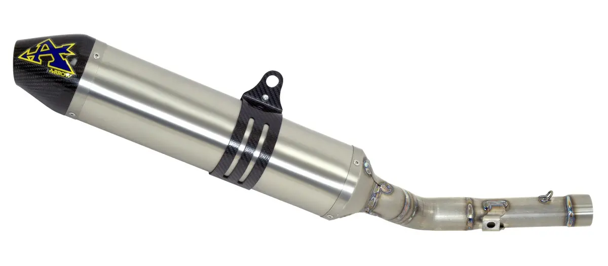 Arrow Um Dsr 125 Ex/ Malaguti Xsm-Xtm 125 Homolo.Tit. Thunder Silencer With Carbon Endcap With Welded Linkpipe 52509Pk 1