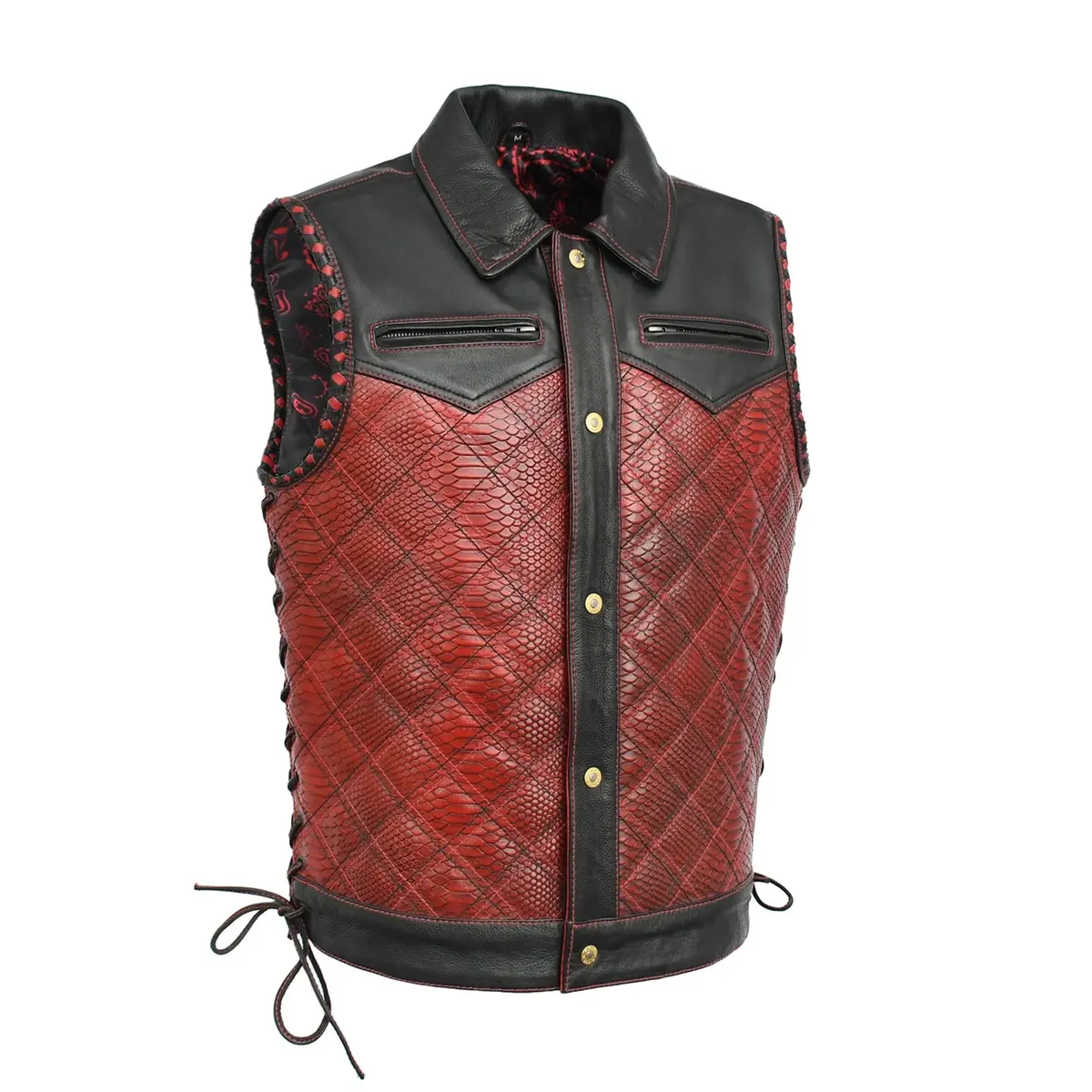 Kingsnake Men’S Motorcycle Leather Vest 1