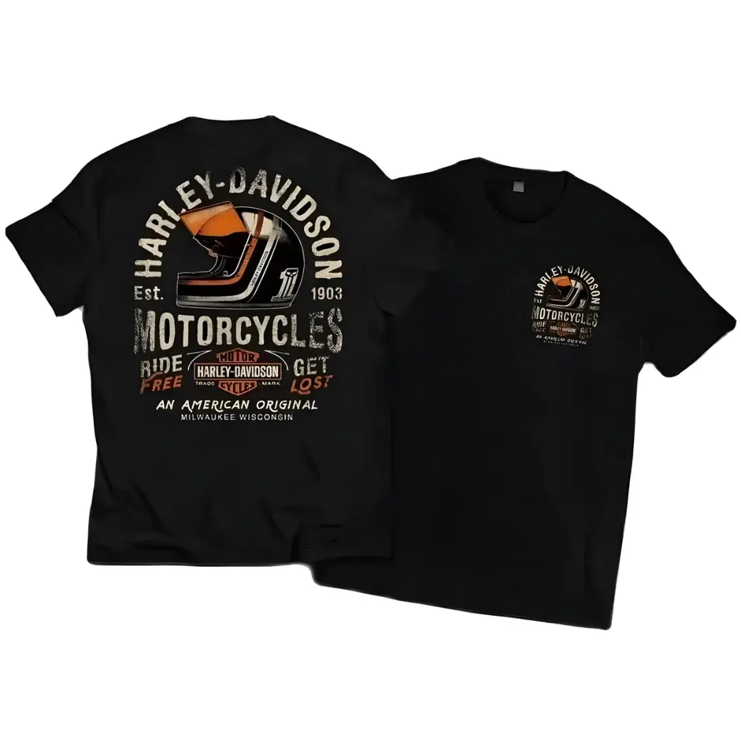 Retro And Vintage Graphic Cotton T-Shirt Unisex For Biker 1