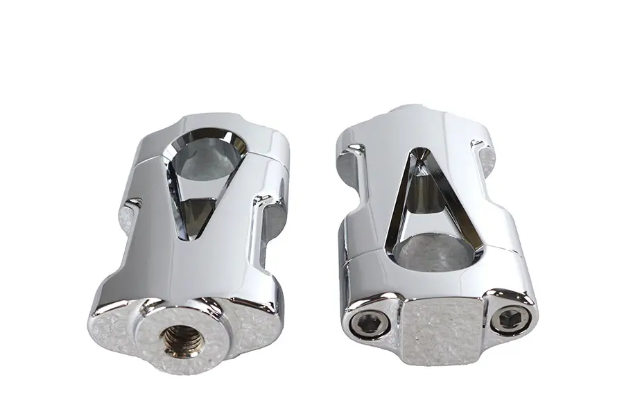 V-Fire Chrome Flat Handlebar Riser Set With Contrast Cut - V-Twin Mfg. 1