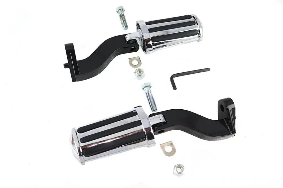 Rail Style Adjustable Footpeg Kit Black - V-Twin Mfg. 1