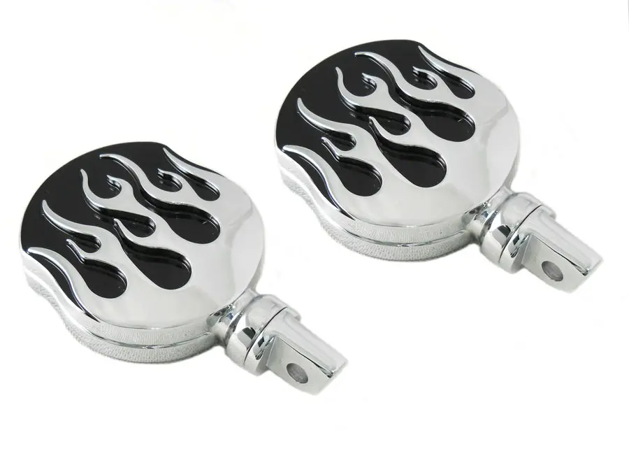 Chrome Flame Style Highway Bar Footpeg Set - V-Twin Mfg. 1