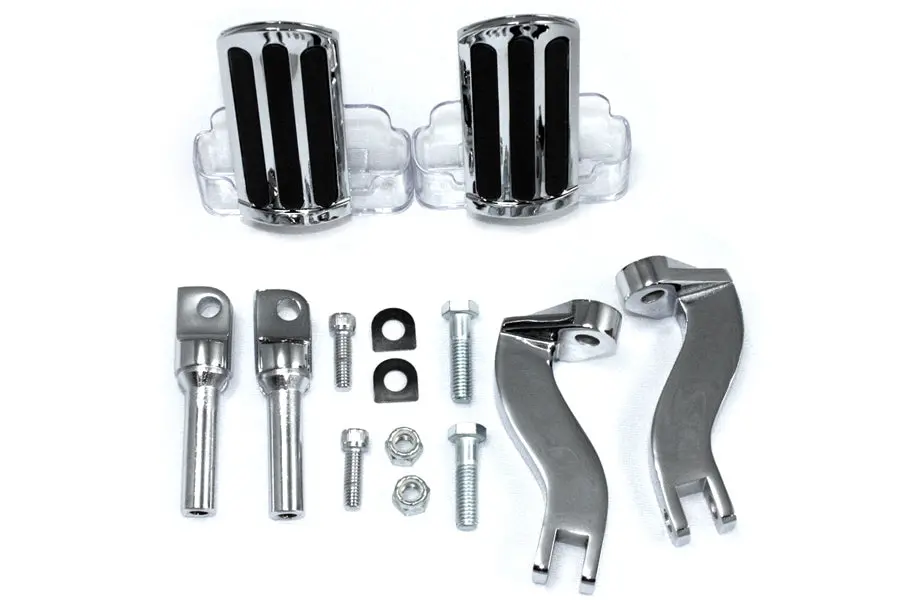 Rail Style Adjustable Footpeg Kit Chrome - V-Twin Mfg. 1