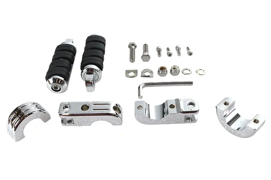 Chrome Engine Bar Footpeg Mount Kit With Footpegs - V-Twin Mfg. 1