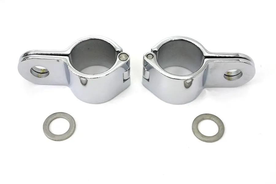 Chrome 1-1/4 Inch Footpeg Mount Clamp Set - V-Twin Mfg. 1