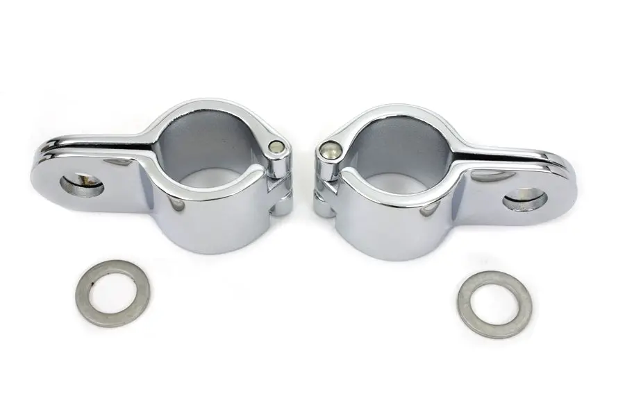 Chrome 1-1/8 Inch Footpeg Mount Clamp Set - V-Twin Mfg. 1