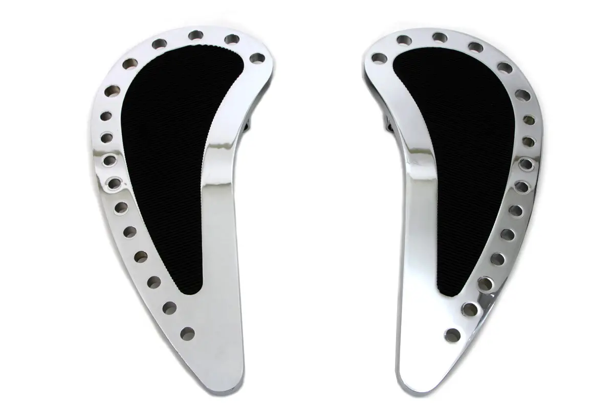 Chrome Driver Half Moon With Rubber Footboard Set - V-Twin Mfg. 1