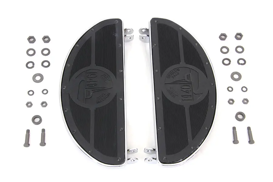 World's Fair Style Half Moon Footboard Set Chrome - V-Twin Mfg. 1