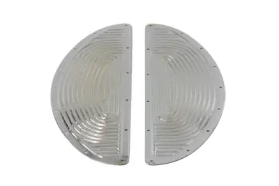 Chrome Half Moon Footboard Mat Set - V-Twin Mfg. 1