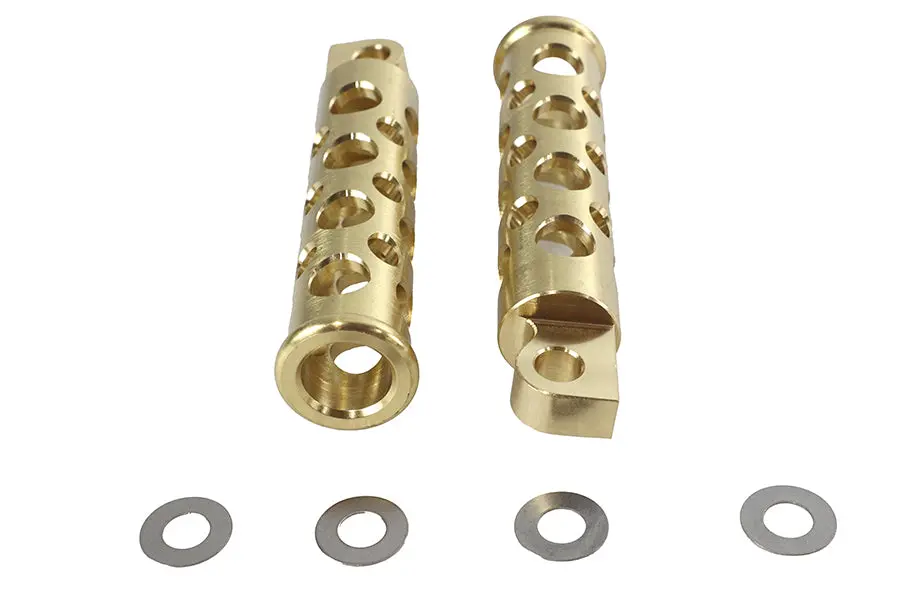 Swiss Cheese Style Footpeg Set Brass - V-Twin Mfg. 1