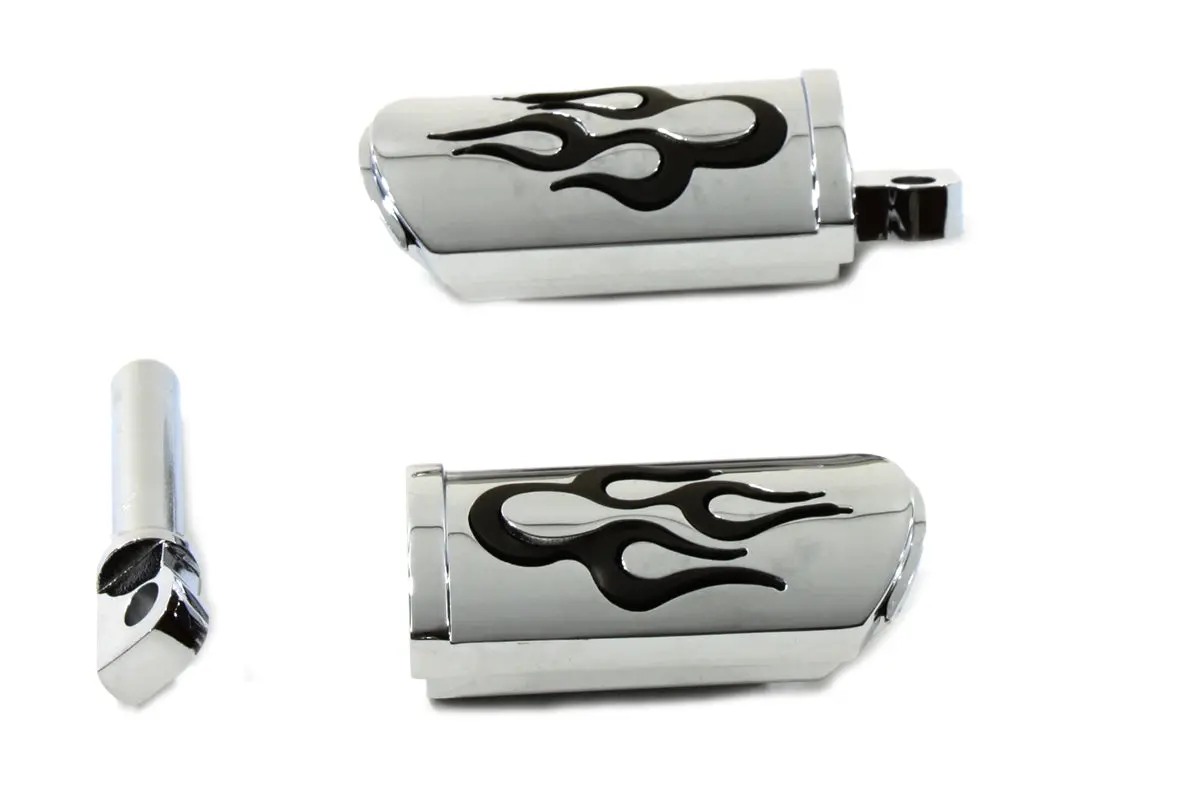 Flame Style Adjustable Footpeg Set Chrome - V-Twin Mfg. 1