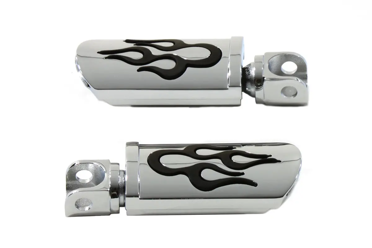 Flame Style Adjustable Footpeg Set Chrome - V-Twin Mfg. 1