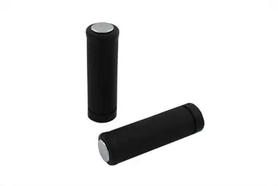 Black Stock Style Grip Set With Chrome Plugs - V-Twin Mfg. 1
