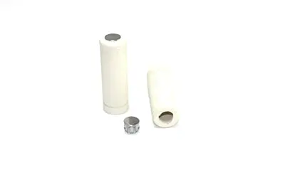 White Stock Style Grip Set With Chrome Plugs - V-Twin Mfg. 1