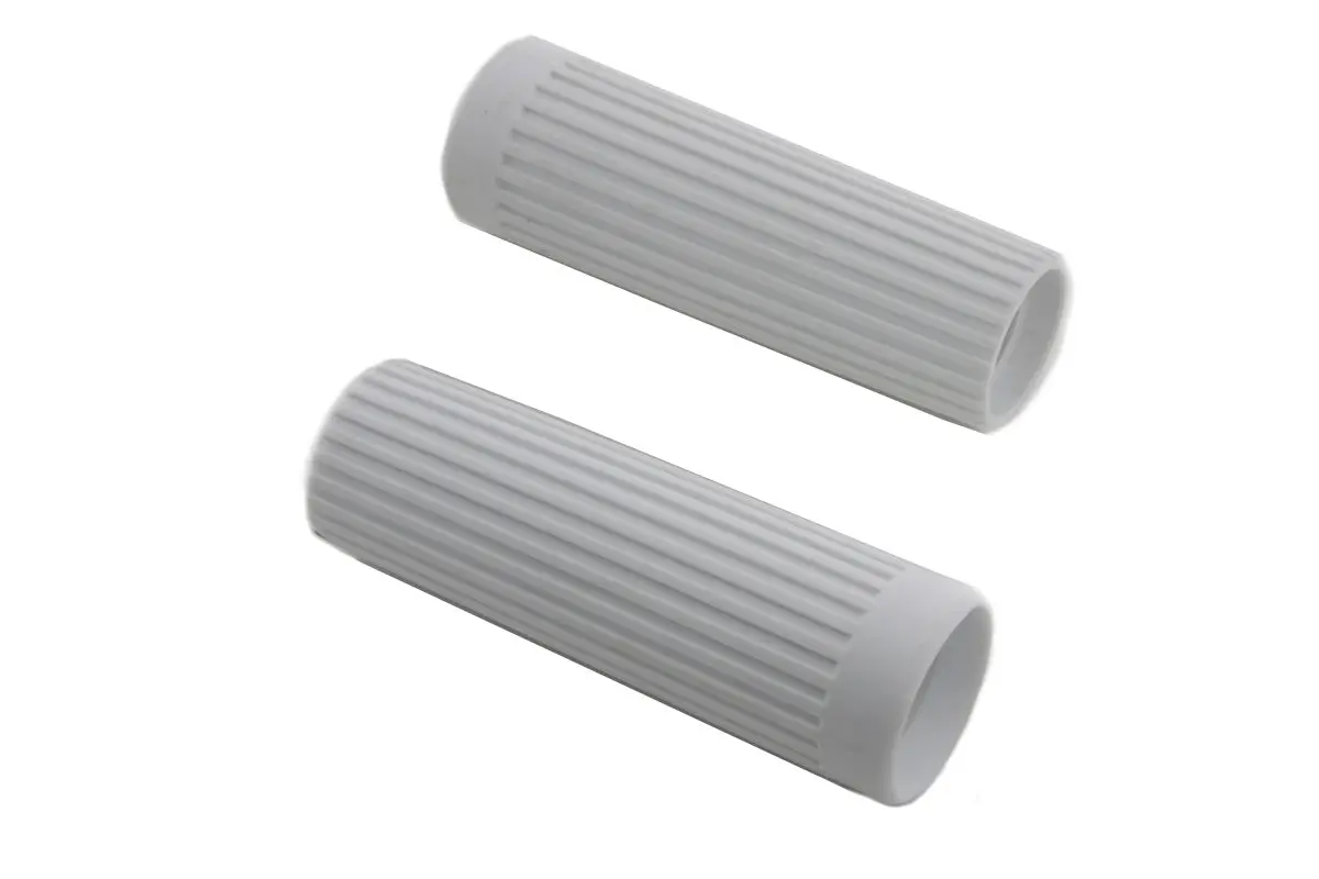 Replica Rib Style White Grip Set - V-Twin Mfg. 1
