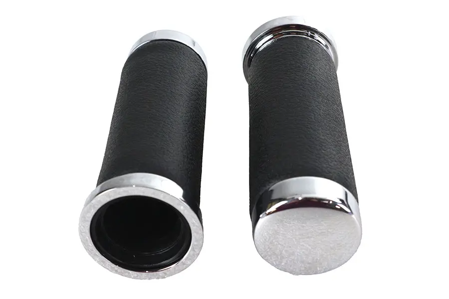 Pebble Style Grip Set With Chrome End Caps - V-Twin Mfg. 1