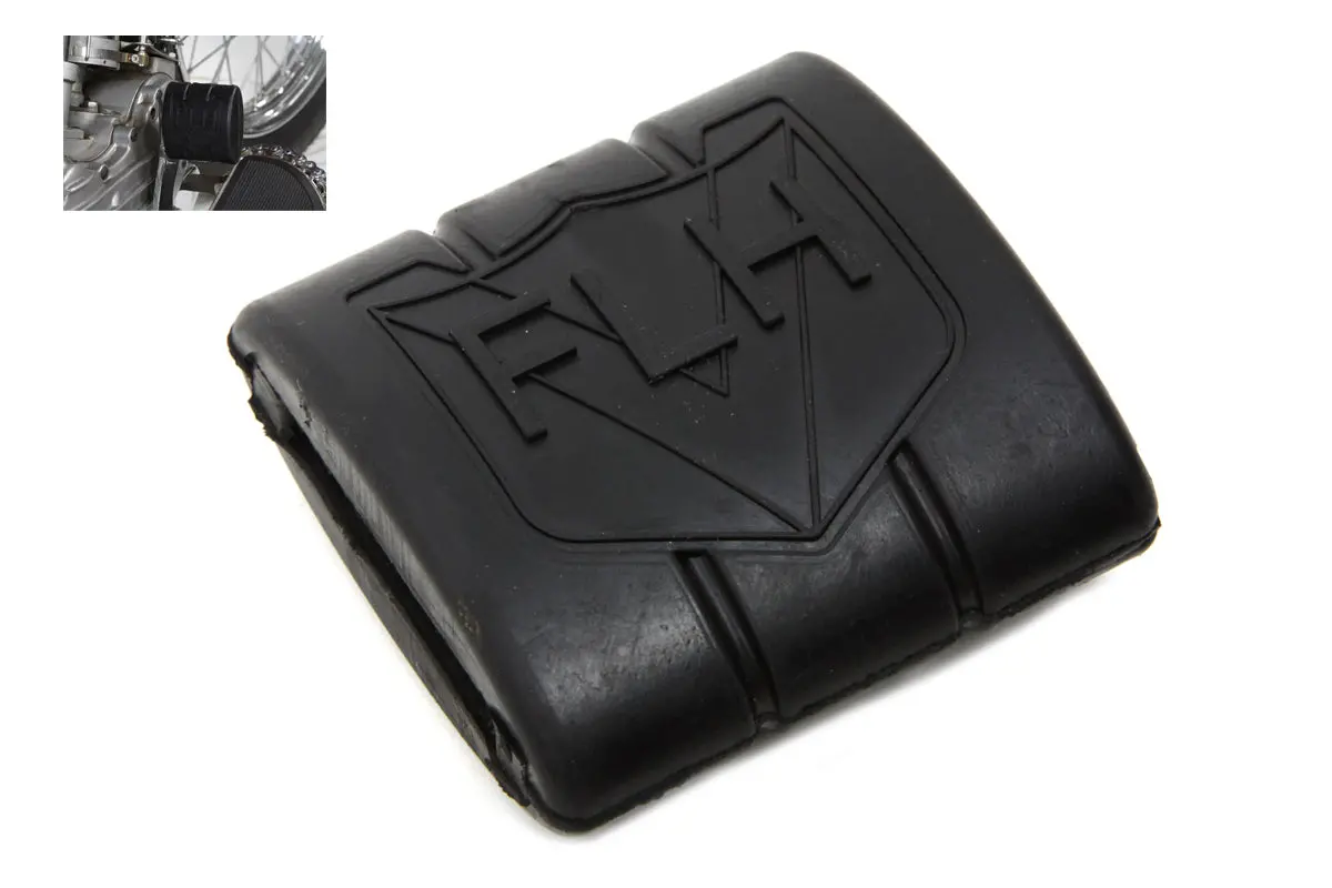 Black Rubber Brake Pedal Pad With Flh Logo - V-Twin Mfg. 1