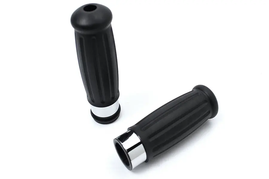 Black Rubber Style Throttle By Wire Grip Set - V-Twin Mfg. 1