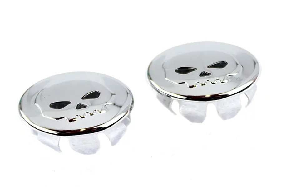 Skull Handlebar End Plug Set Chrome - V-Twin Mfg. 1