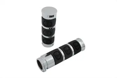 Chrome Band Style Skull Grip Set - V-Twin Mfg. 1