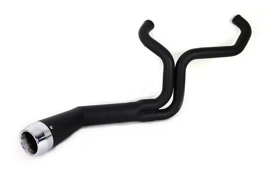 Flt Offset Megaphone 2:1 1-3/4 Inch  Exhaust Black With Chro - V-Twin Mfg. 1