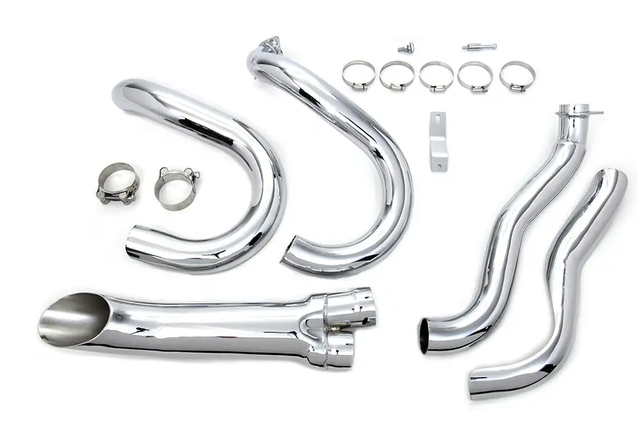 Chrome 2 Into 1 Exhaust Header Set - V-Twin Mfg. 1