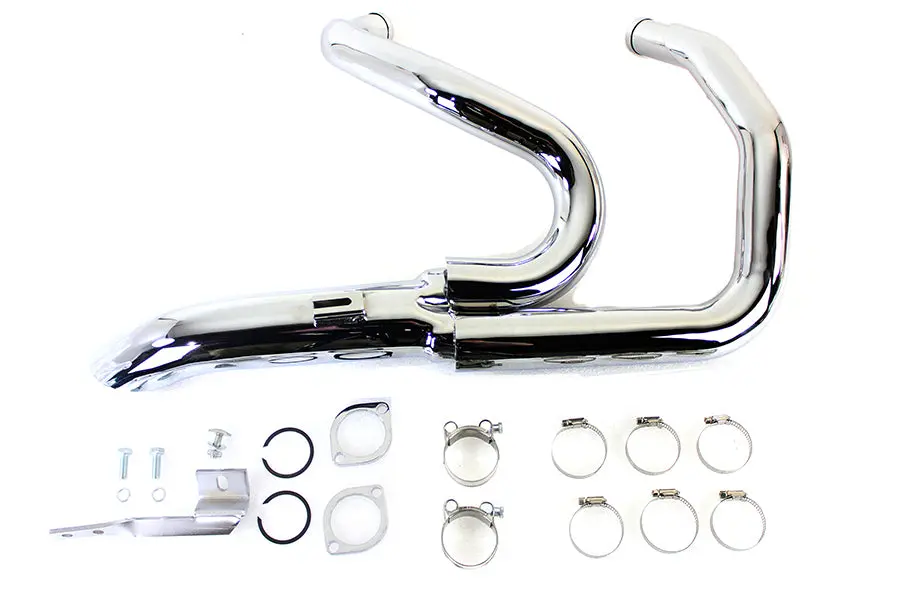 Wyatt Gatling 1-3/4 Inch 2 Into 1 Exhaust Header Set Chrome - V-Twin Mfg. 1