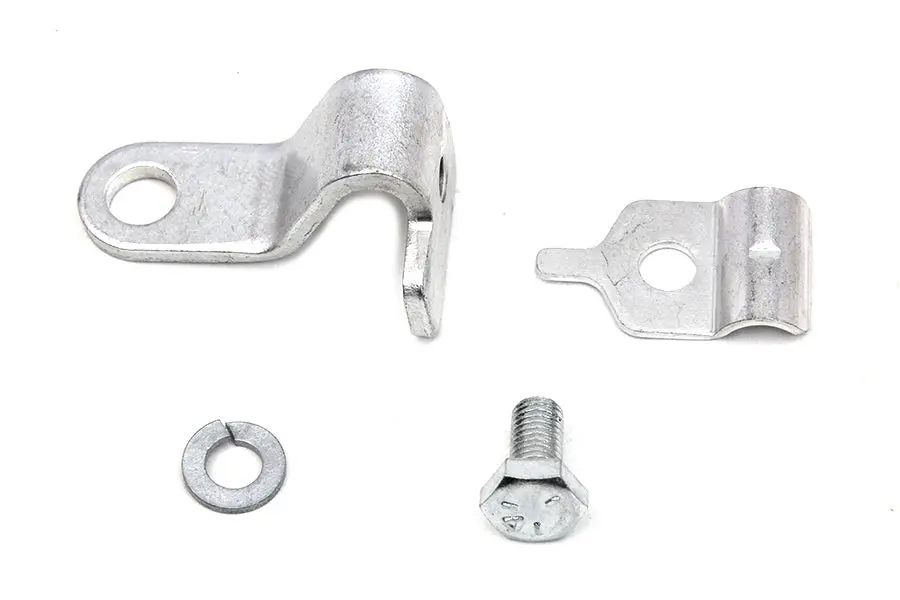Cadmium Throttle Cable Bracket And Clamp - V-Twin Mfg. 1