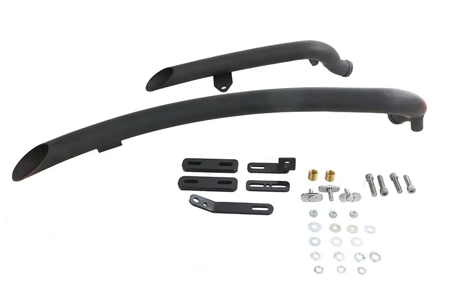 Curved Radius Exhaust Header Set Black - V-Twin Mfg. 1
