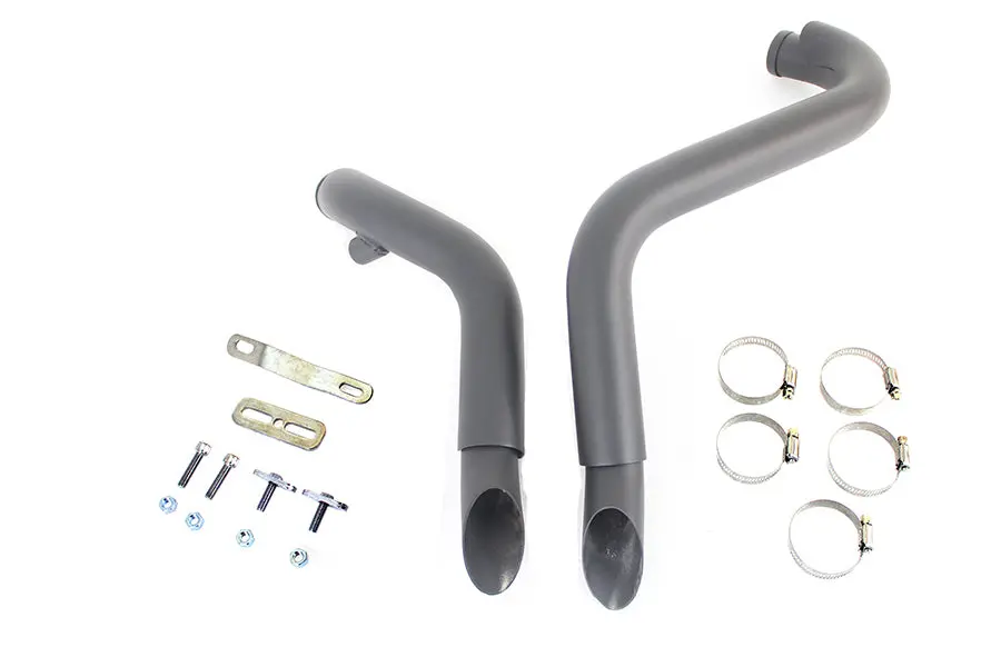 Straight Down Drag Pipe Set Black With Heat Shields - V-Twin Mfg. 1
