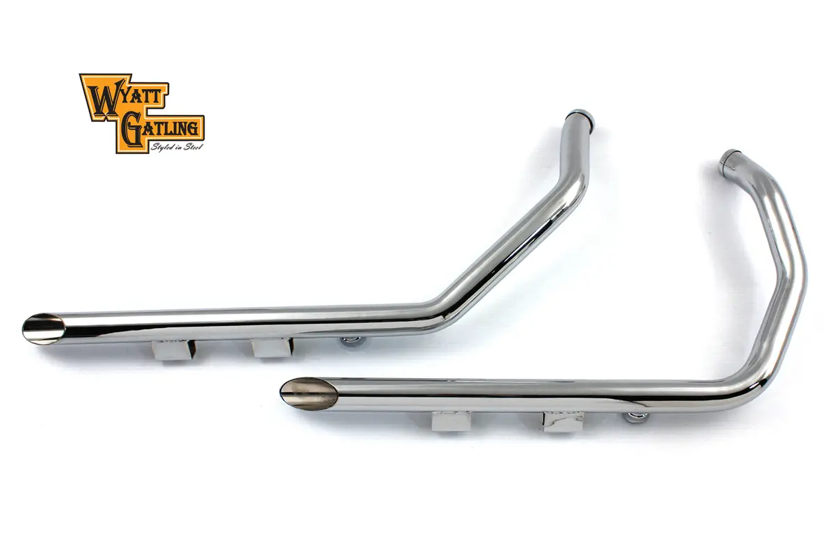 Wyatt Gatling Exhaust Drag Pipe Set Slash Cut - V-Twin Mfg. 1