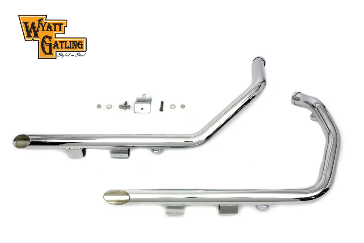Wyatt Gatling Exhaust Drag Pipe Set Slash Cut - V-Twin Mfg. 1
