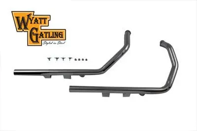 Wyatt Gatling Exhaust Drag Pipe Set Straight Cut Ends - V-Twin Mfg. 1