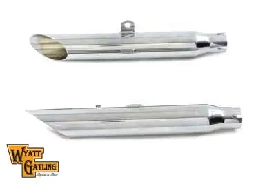 Wyatt Gatling Chrome Slash Slip-On Muffler Set - V-Twin Mfg. 1