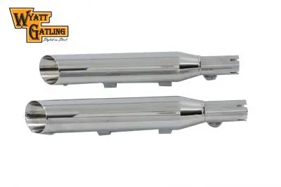 Wyatt Gatling Side Slash Slip-On Muffler Set Chrome - V-Twin Mfg. 1