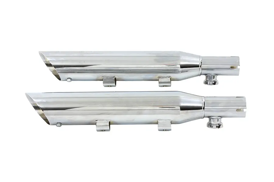 Wyatt Gatling Down Slash Slip-On Muffler Set Chrome - V-Twin Mfg. 1