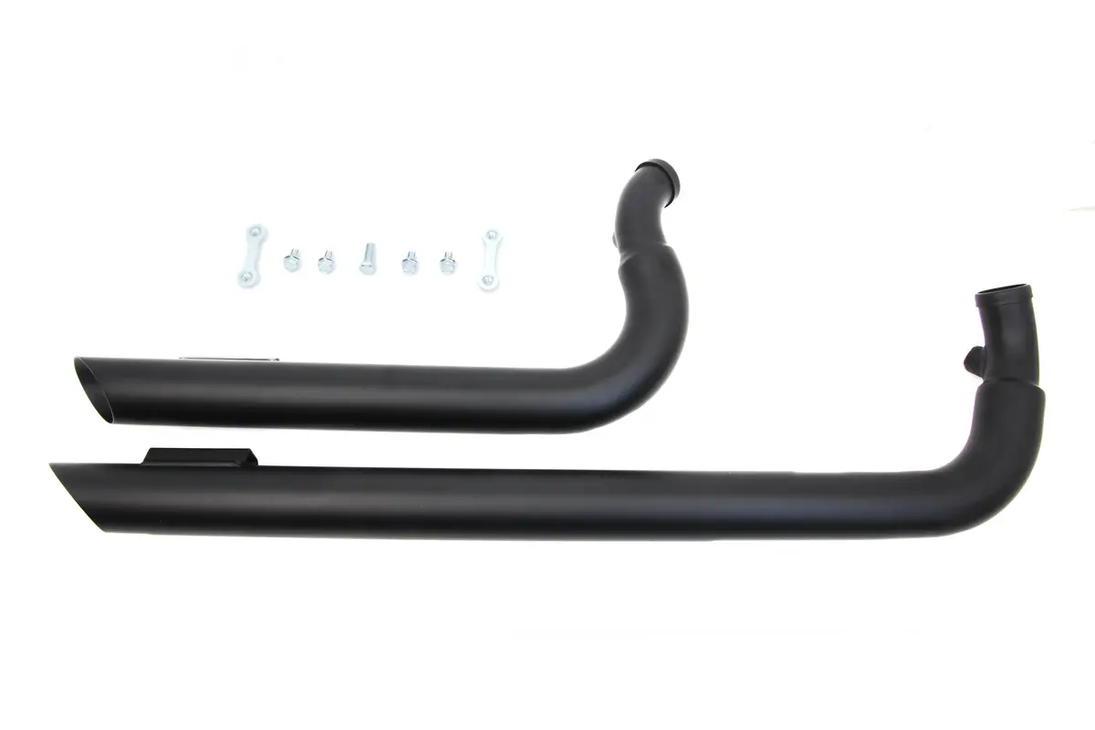 Wyatt Gatling Exhaust Drag Pipe Set Slash Cut Black - V-Twin Mfg. 1
