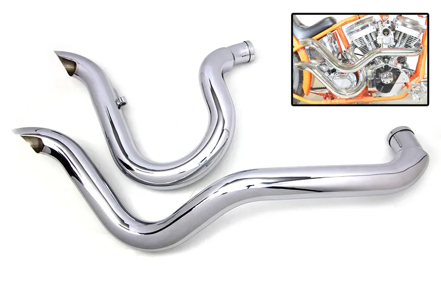 Exhaust Drag Pipe Set Slash Cut - V-Twin Mfg. 1