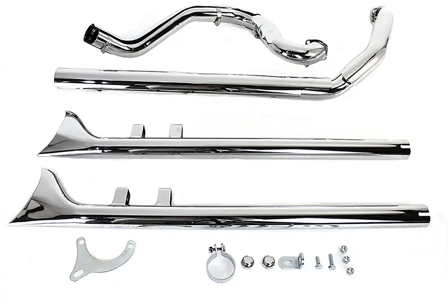 True Dual Header With Fishtails Chrome - V-Twin Mfg. 1