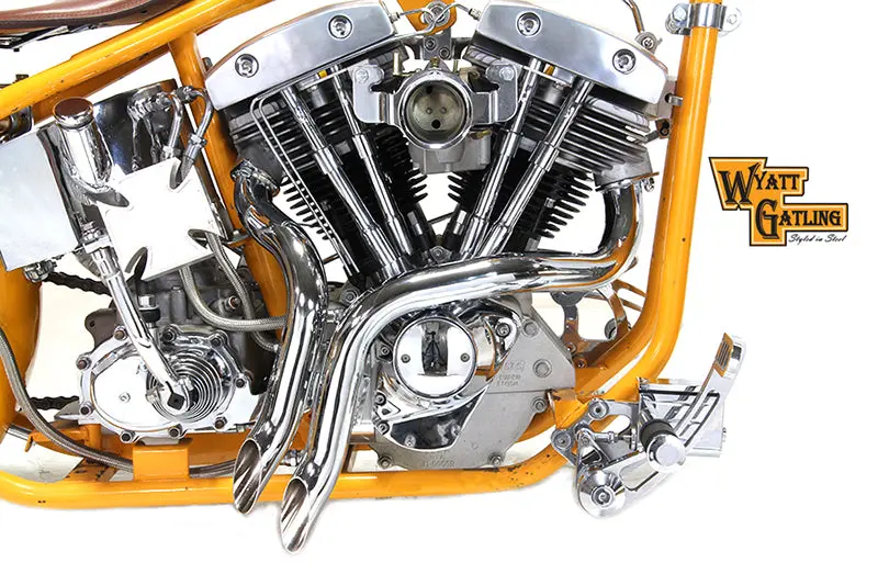 Chrome Wyatt Gatling Down Draft Drag Pipes - V-Twin Mfg. 1