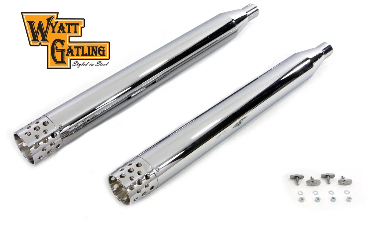 Wyatt Gatling Mufflers Set Chrome - V-Twin Mfg. 1
