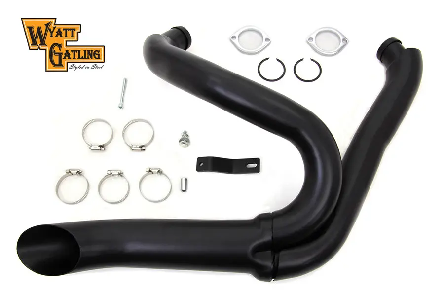 Black Wyatt Gatling 2 Into 1 Exhaust Pipe Header Kit - V-Twin Mfg. 1