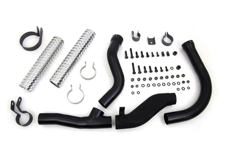 Black Replica Panhead Exhaust Header Kit - V-Twin Mfg. 1