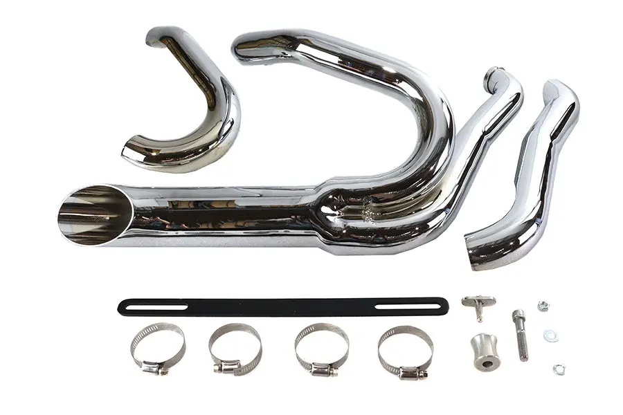 Chrome Wyatt Gatling 2 Into 1 Exhaust Pipe Header Kit - V-Twin Mfg. 1