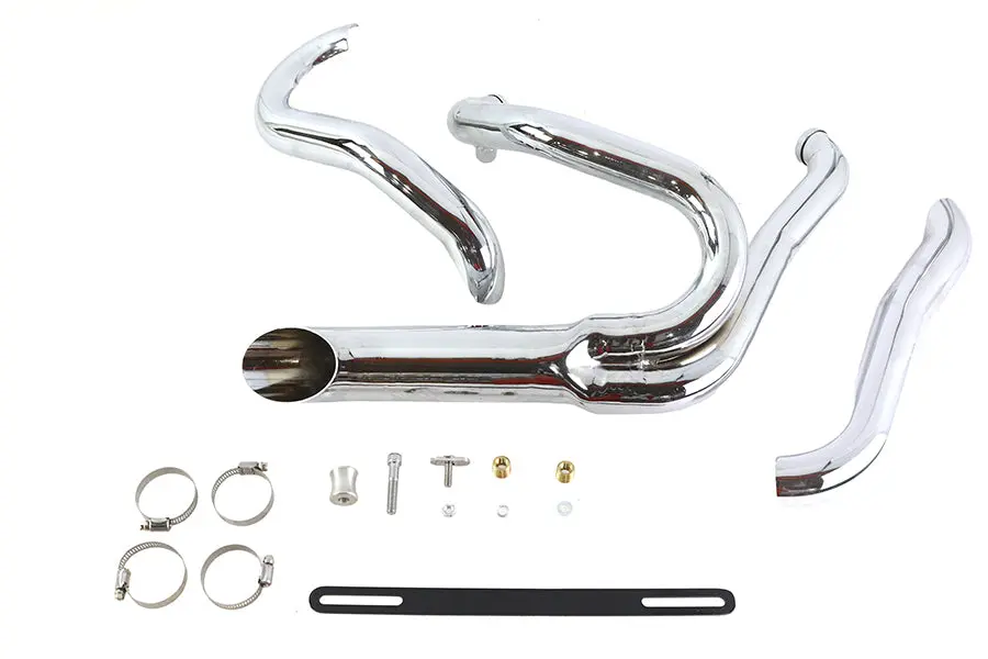 Chrome Wyatt Gatling 2 Into 1 Exhaust Pipe Header Kit - V-Twin Mfg. 1