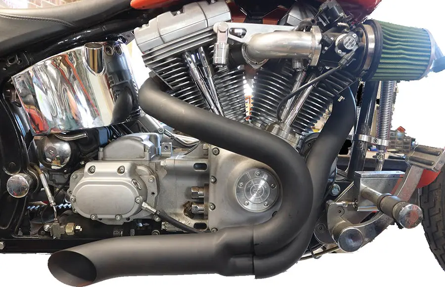 Black Wyatt Gatling 2 Into 1 Exhaust Pipe Header Kit - V-Twin Mfg. 1