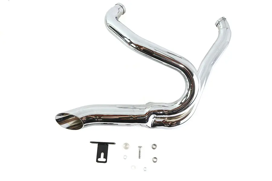 Chrome Wyatt Gatling 2 Into 1 Exhaust Pipe Header Kit - V-Twin Mfg. 1