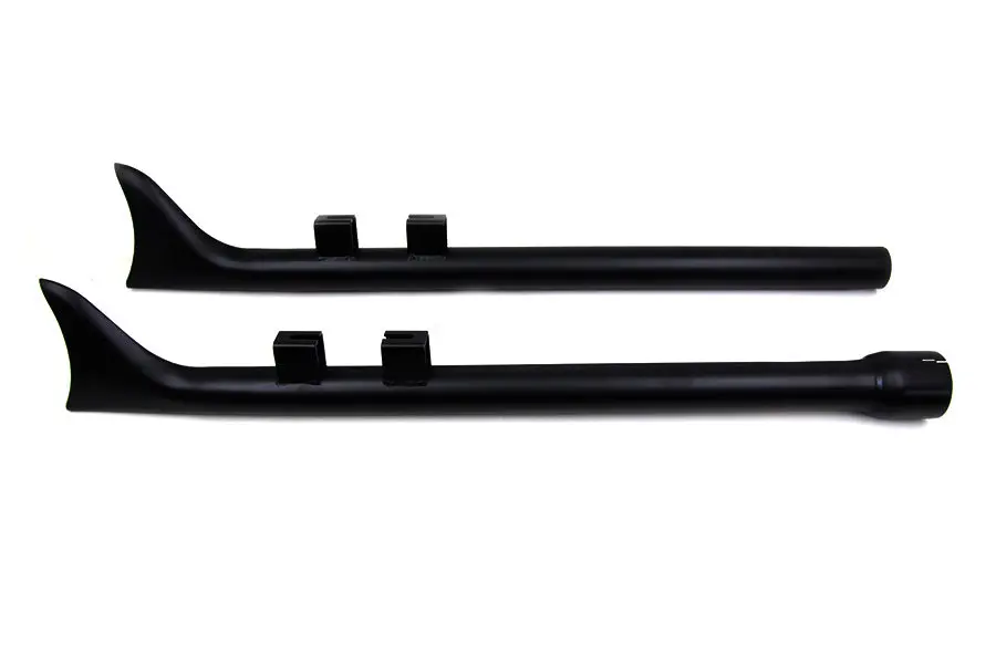 M8 33 Inch Straight Fishtail Exhaust Extension Set Black - V-Twin Mfg. 1