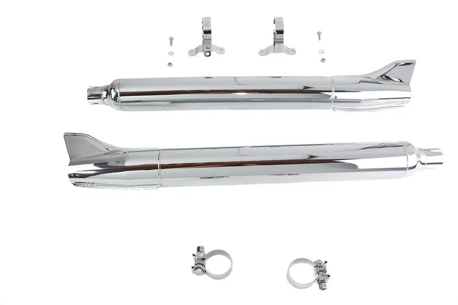 1961 Style Fishtail Muffler Kit Chrome - V-Twin Mfg. 1