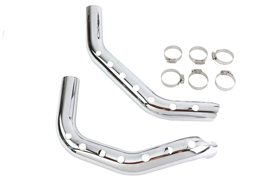 Drilled Heat Shield Set Chrome - V-Twin Mfg. 1